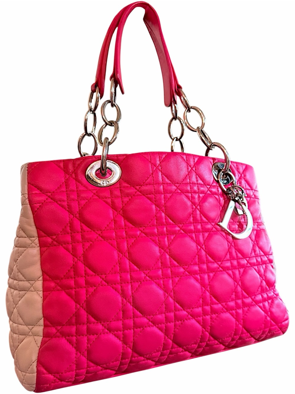 Dior Pink Quilted Shoulder Bag with light pink Side Panels silver hardware - Picture 1 of 12